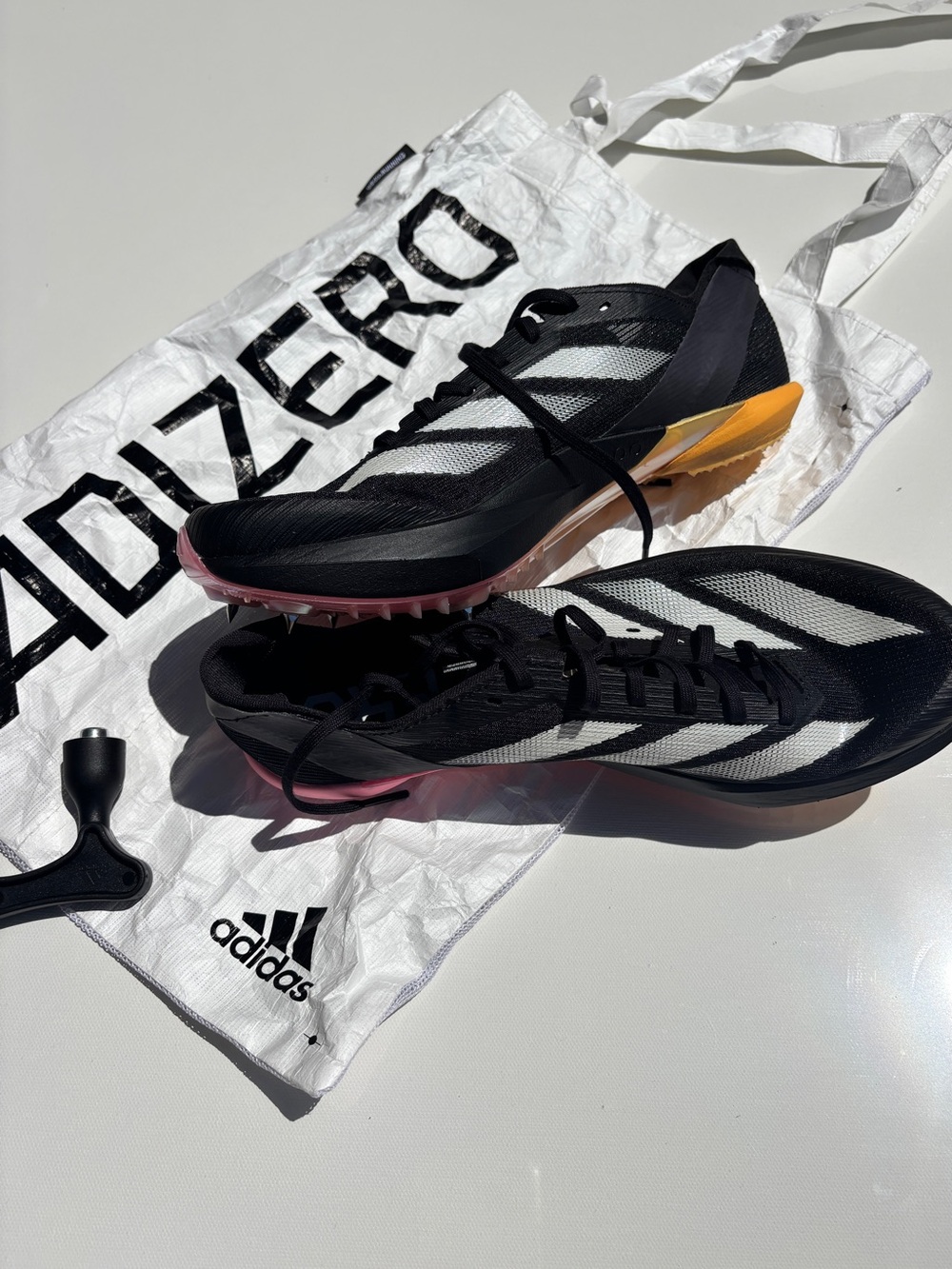 Adidas Adizero Ambition Track Spikes in Black with White & Pink Accents (Unisex)